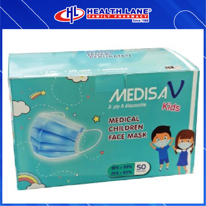 MEDISAV  MASK MUKA KANAK-KANAK 3 PLY EARLOOP- BLUE (50'S)